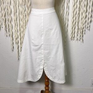 ALPHA60 White Cotton Blend A-Line Midi Length Skirt Size Small